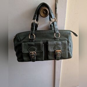 Talbot's Women's Green Leather Satchel Handbag. W 12 X 7 H.